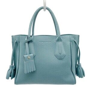 Longchamp Penelope Tassel Handbag Tote Leather Blue Women's